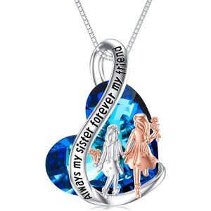 Sterling Silver Sister Necklace, Adjustable 18+2 inch, Gift Box Included